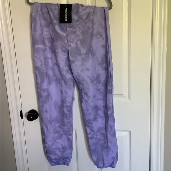 Prettylittlething purple tie dye sweatpants NEW. - Picture 2 of 3